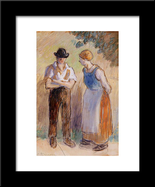 Two Peasants 20x24 Black Modern Wood Framed Art Print Poster by Pissarro, Camille