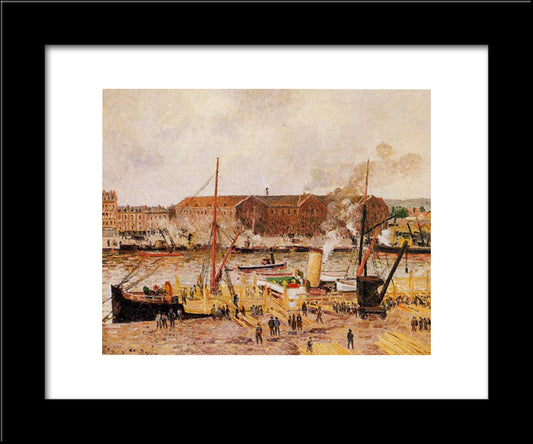 Unloading Wood At Rouen 20x24 Black Modern Wood Framed Art Print Poster by Pissarro, Camille