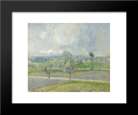 Valhermeil Near Oise, Rain Effect 20x24 Black Modern Wood Framed Art Print Poster by Pissarro, Camille