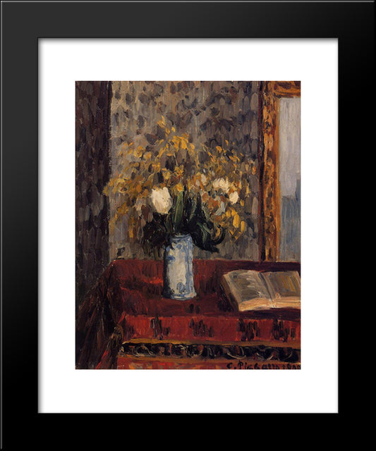 Vase Of Flowers, Tulips And Garnets 20x24 Black Modern Wood Framed Art Print Poster by Pissarro, Camille