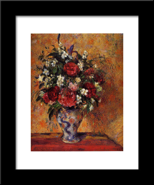 Vase Of Flowers 20x24 Black Modern Wood Framed Art Print Poster by Pissarro, Camille