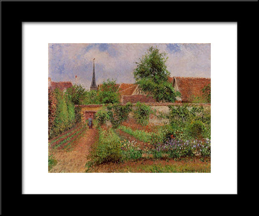 Vegetable Garden In Eragny, Overcast Sky, Morning 20x24 Black Modern Wood Framed Art Print Poster by Pissarro, Camille