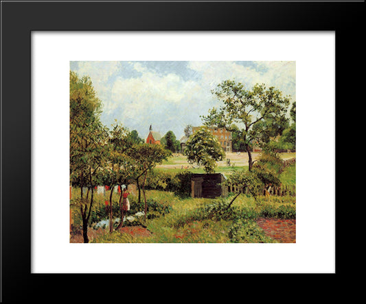 View Across Stamford Brook Common 20x24 Black Modern Wood Framed Art Print Poster by Pissarro, Camille