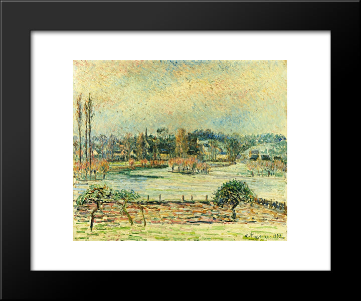 View Of Bazincourt, Flood, Morning Effect 20x24 Black Modern Wood Framed Art Print Poster by Pissarro, Camille