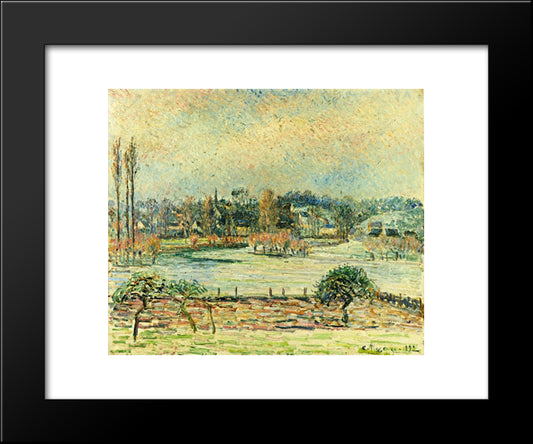 View Of Bazincourt, Flood, Morning Effect 20x24 Black Modern Wood Framed Art Print Poster by Pissarro, Camille