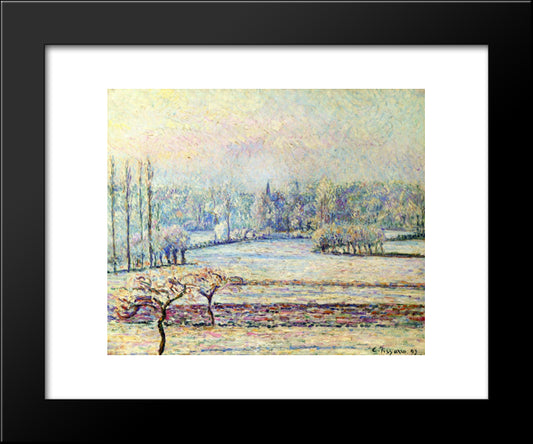 View Of Bazincourt, Frost, Morning 20x24 Black Modern Wood Framed Art Print Poster by Pissarro, Camille