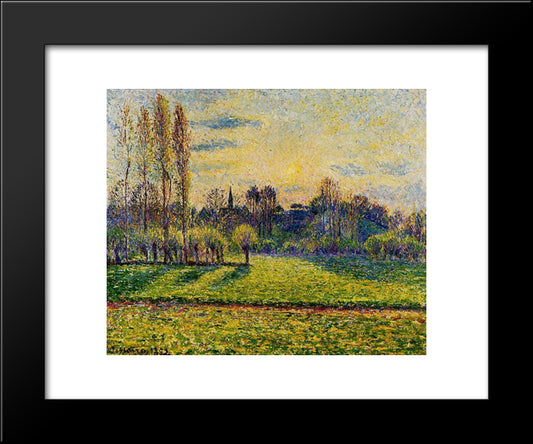 View Of Bazincourt, Sunset 20x24 Black Modern Wood Framed Art Print Poster by Pissarro, Camille