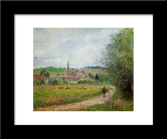 View Of Eragny 20x24 Black Modern Wood Framed Art Print Poster by Pissarro, Camille