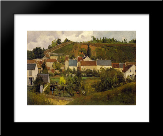 View Of L'Hermitage, Jallais Hills, Pontoise 20x24 Black Modern Wood Framed Art Print Poster by Pissarro, Camille