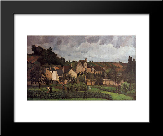View Of L'Hermitage At Pontoise 20x24 Black Modern Wood Framed Art Print Poster by Pissarro, Camille