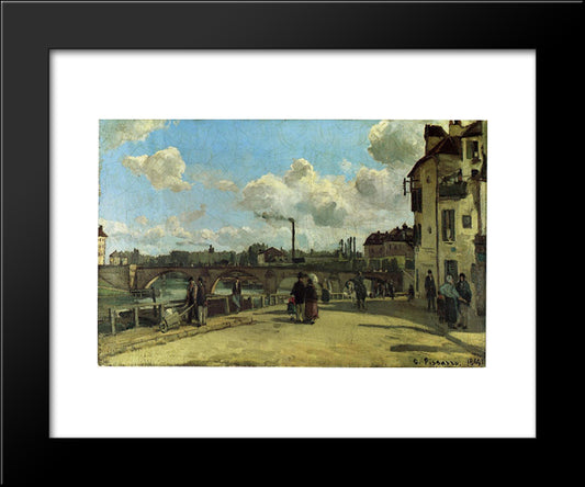 View Of Pontoise Quai Au Pothuis 20x24 Black Modern Wood Framed Art Print Poster by Pissarro, Camille