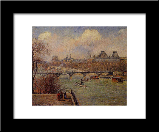 View Of The Seine From The Raised Terrace Of The Pont Neuf 20x24 Black Modern Wood Framed Art Print Poster by Pissarro, Camille