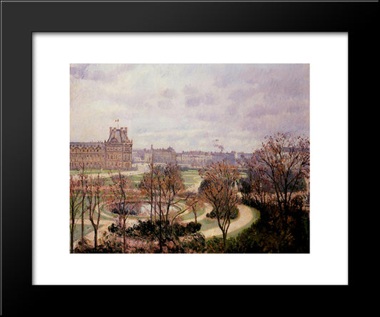 View Of The Tuileries, Morning 20x24 Black Modern Wood Framed Art Print Poster by Pissarro, Camille