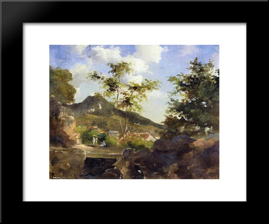 Village At The Foot Of A Hill In Saint Thomas, Antilles 20x24 Black Modern Wood Framed Art Print Poster by Pissarro, Camille