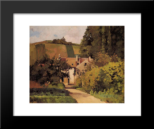 Village Church 20x24 Black Modern Wood Framed Art Print Poster by Pissarro, Camille