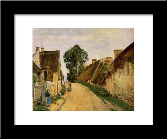 Village Street, Auvers-Sur-Oise 20x24 Black Modern Wood Framed Art Print Poster by Pissarro, Camille