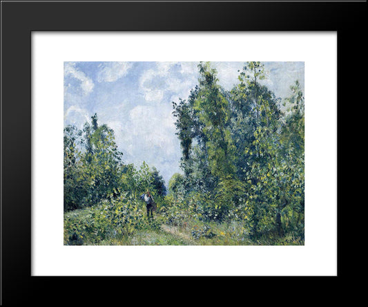 Wanderer Near The Wood 20x24 Black Modern Wood Framed Art Print Poster by Pissarro, Camille