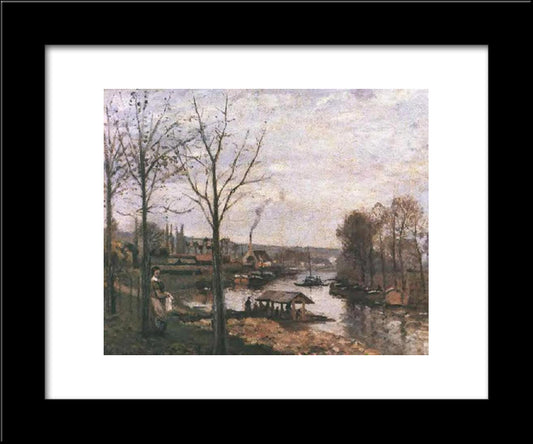 Wash House At Bougival 20x24 Black Modern Wood Framed Art Print Poster by Pissarro, Camille