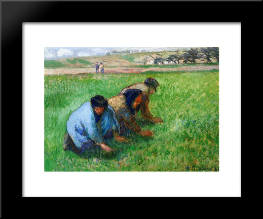 Weeders 20x24 Black Modern Wood Framed Art Print Poster by Pissarro, Camille