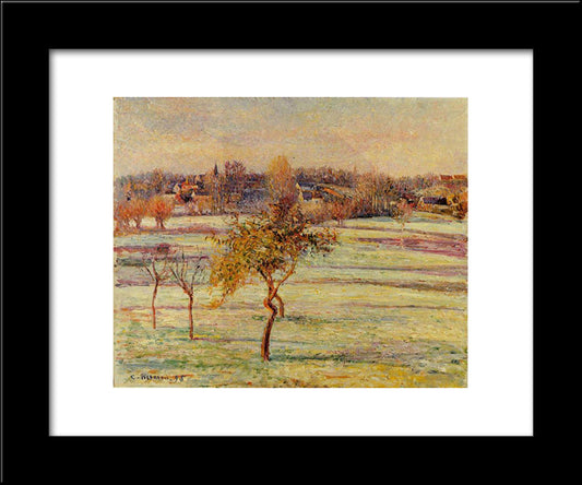 White Frost At Eragny 20x24 Black Modern Wood Framed Art Print Poster by Pissarro, Camille