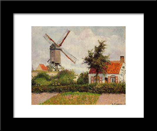 Windmill At Knokke, Belgium 20x24 Black Modern Wood Framed Art Print Poster by Pissarro, Camille