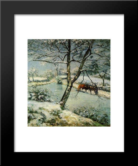 Winter At Montfoucault 20x24 Black Modern Wood Framed Art Print Poster by Pissarro, Camille