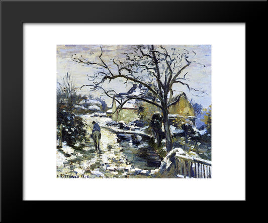 Winter At Montfoucault 2 20x24 Black Modern Wood Framed Art Print Poster by Pissarro, Camille