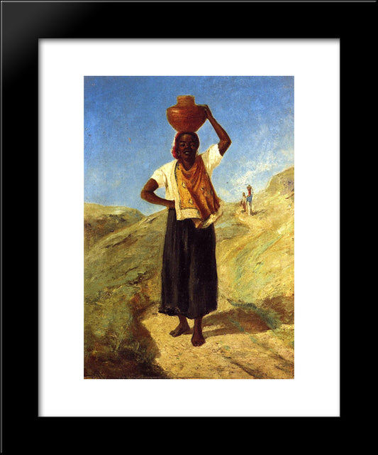 Woman Carrying A Pitcher On Her Head 20x24 Black Modern Wood Framed Art Print Poster by Pissarro, Camille