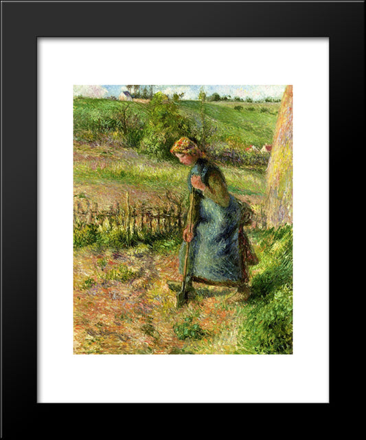 Woman Digging 20x24 Black Modern Wood Framed Art Print Poster by Pissarro, Camille