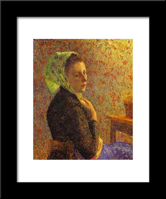 Woman Wearing A Green Headscarf 20x24 Black Modern Wood Framed Art Print Poster by Pissarro, Camille