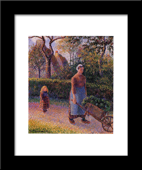 Woman With A Wheelbarrow 20x24 Black Modern Wood Framed Art Print Poster by Pissarro, Camille