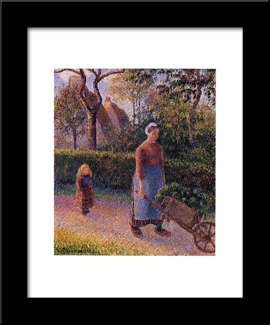 Woman With A Wheelbarrow 20x24 Black Modern Wood Framed Art Print Poster by Pissarro, Camille