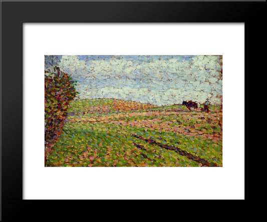 Working At Eragny 20x24 Black Modern Wood Framed Art Print Poster by Pissarro, Camille