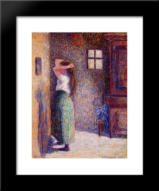 Young Peasant At Her Toilette 20x24 Black Modern Wood Framed Art Print Poster by Pissarro, Camille