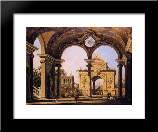 Capriccio Of A Renaissance Triumphal Arch Seen From The Portico Of A Palace 20x24 Black Modern Wood Framed Art Print Poster by Canaletto