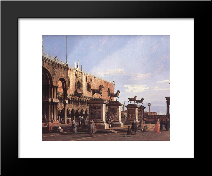 Capriccio The Horses Of San Marco In The Piazzetta 20x24 Black Modern Wood Framed Art Print Poster by Canaletto