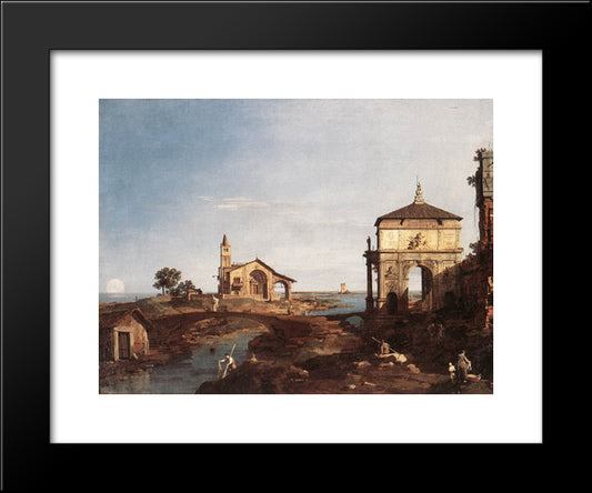 Capriccio With Venetian Motifs 20x24 Black Modern Wood Framed Art Print Poster by Canaletto