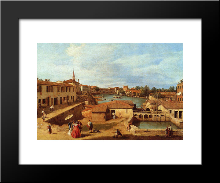 Dolo On The Brenta 20x24 Black Modern Wood Framed Art Print Poster by Canaletto