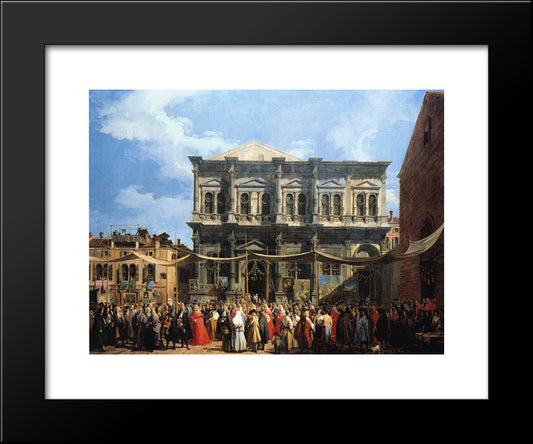 Feast Of San Rocco (The Doge Visiting The Church And Scuola Di S. Rocco) 20x24 Black Modern Wood Framed Art Print Poster by Canaletto