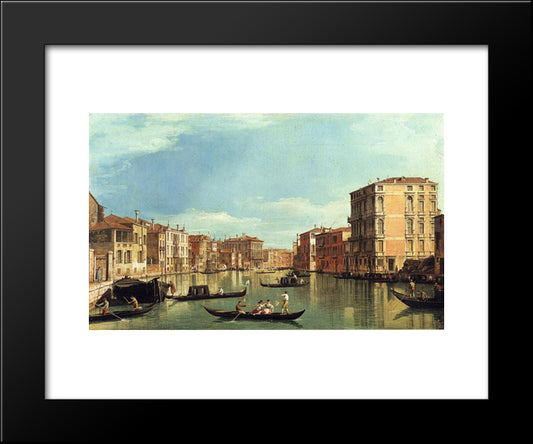 Grand Canal Between The Palazzo Bembo And The Palazzo Vendramin 20x24 Black Modern Wood Framed Art Print Poster by Canaletto