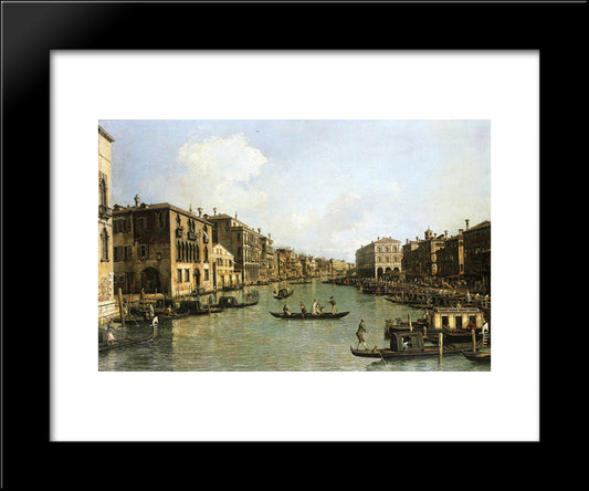 Grand Canal From The Campo Santa Sofia Towards The Rialto Bridge 20x24 Black Modern Wood Framed Art Print Poster by Canaletto