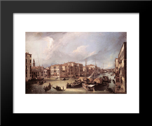 Grand Canal Looking North East Toward The Rialto Bridge 20x24 Black Modern Wood Framed Art Print Poster by Canaletto