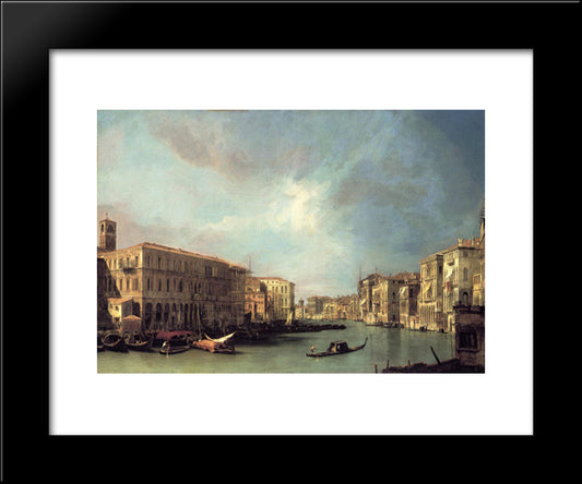 Grand Canal Looking North From Near The Rialto Bridge 20x24 Black Modern Wood Framed Art Print Poster by Canaletto