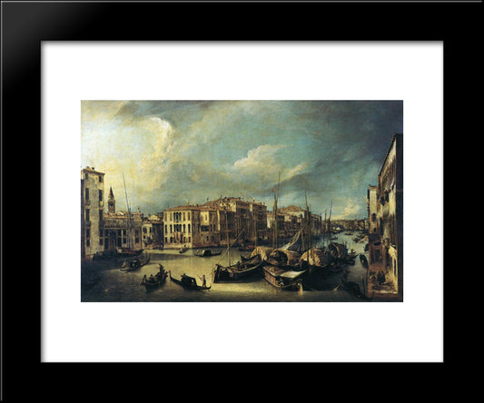 Grand Canal Looking Northeast From Near The Palazzo Corner Spinelli To The Rialto Bridge 20x24 Black Modern Wood Framed Art Print Poster by Canaletto