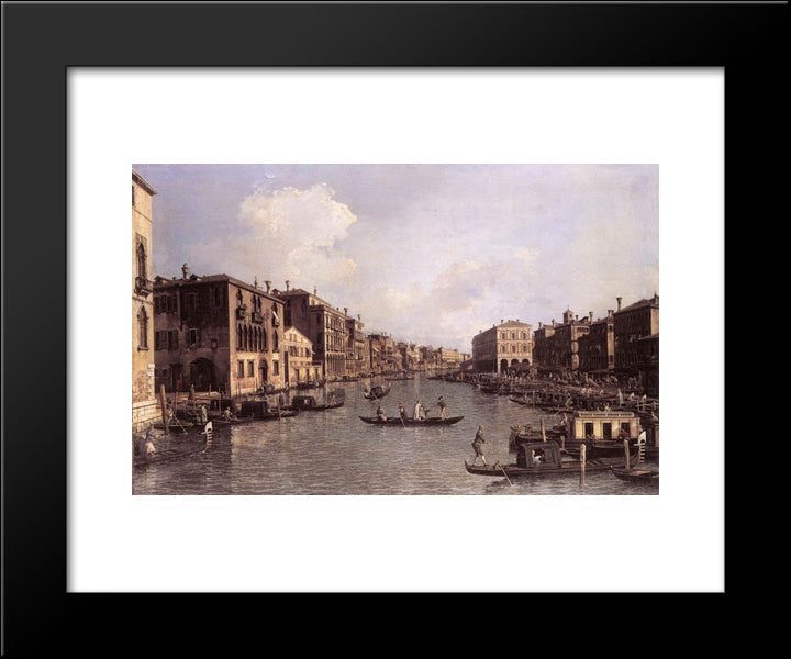 Grand Canal Looking South East From The Campo Santa Sophia To The Rialto Bridge 20x24 Black Modern Wood Framed Art Print Poster by Canaletto