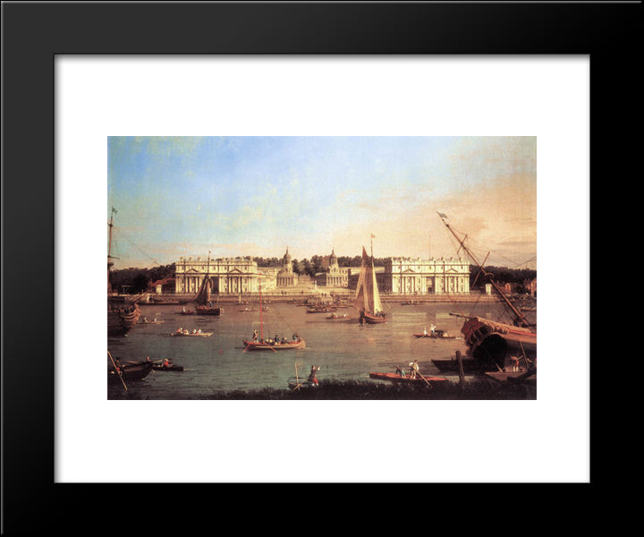 London Greenwich Hospital From The North Bank Of The Thames 20x24 Black Modern Wood Framed Art Print Poster by Canaletto