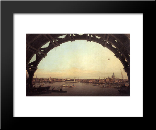 London Seen Through An Arch Of Westminster Bridge 20x24 Black Modern Wood Framed Art Print Poster by Canaletto