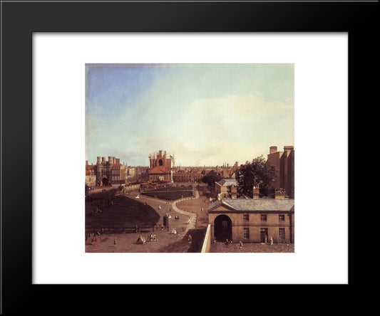 London Whitehall And The Privy Garden From Richmond House 20x24 Black Modern Wood Framed Art Print Poster by Canaletto