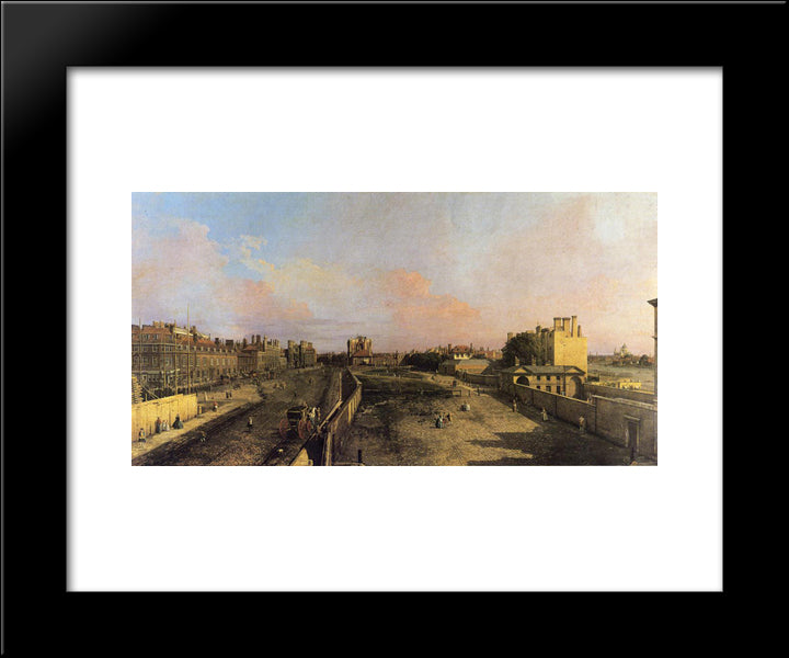 London Whitehall And The Privy Garden Looking North 20x24 Black Modern Wood Framed Art Print Poster by Canaletto