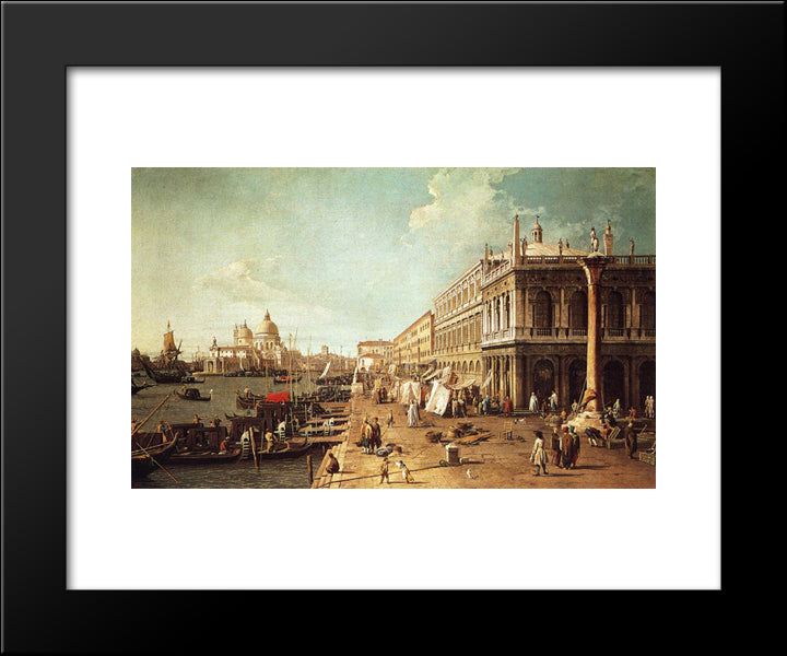 Molo With The Library (Molo Looking Towards The Zecca) 20x24 Black Modern Wood Framed Art Print Poster by Canaletto